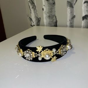 Pearl Black-Velvet Headband